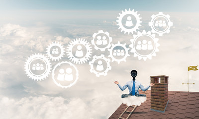 Concept of security and privacy protection with camera headed ma