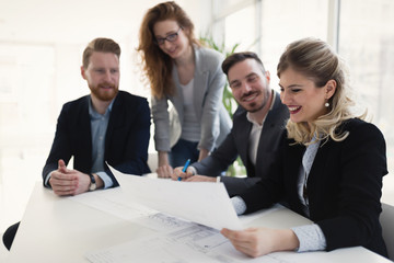 Group of architects working together on project