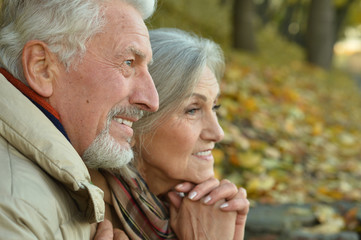 Senior couple hugging 