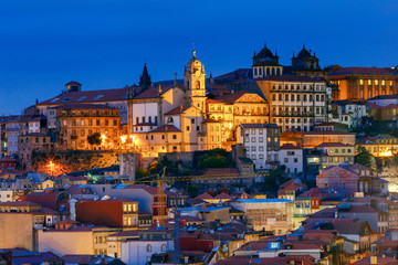 Fototapeta na wymiar Porto. Aerial view of the city at dawn.