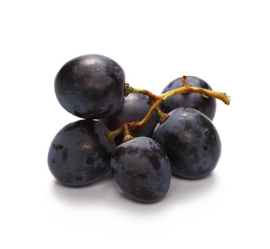 Dark grapes, isolated on white background