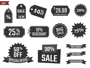 sale banners set, discount coupons and labels