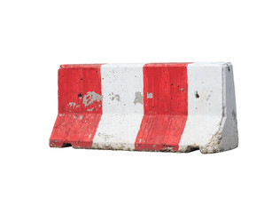 Red and white concrete barrier isolated - 177293069