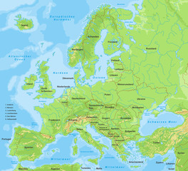 Europakarte - mit Beschriftung (Länder)
