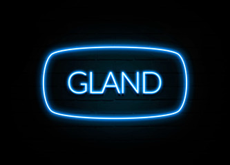 Gland  - colorful Neon Sign on brickwall