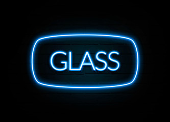 Glass  - colorful Neon Sign on brickwall