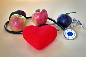 Best fruits for healthy heart concept.