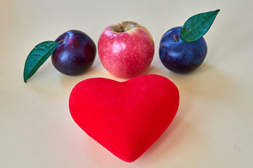 Fototapeta na wymiar Best fruits for healthy heart concept.