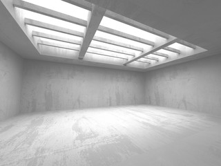 Dark basement empty room interior. Concrete walls