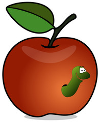 Worm in red apple