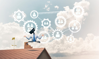 Concept of security and privacy protection with camera headed ma