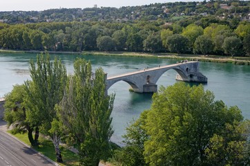 Overlooking view of the old Avignon bridge