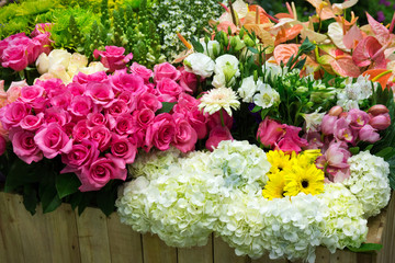 Spring Flowers in a multicolored mixed bouquet