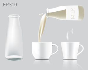 Mug and Milk Bottle Illustration