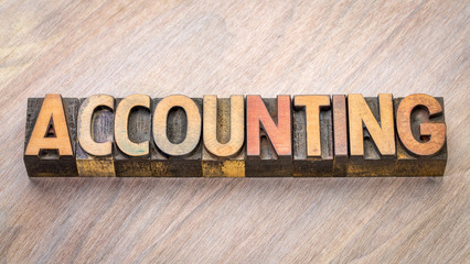 accounting word abstract in wood type
