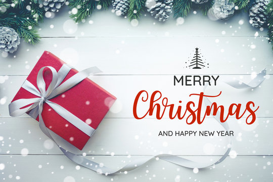 .MERRY CHRISTMAS AND HAPPY NEW YEAR  typography,text with christmas ornament decoration