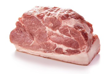 Raw pork meat, isolated on white background