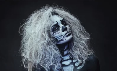 Fototapete Halloween female skull makeup. © Fxquadro