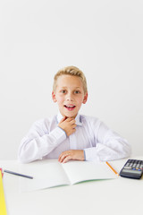 Naklejka premium Boy is studying