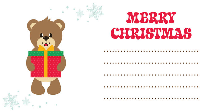 cartoon cute bear with gift christmas card