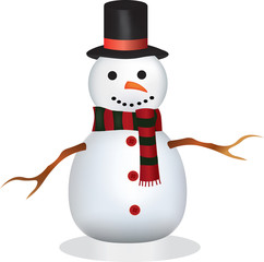Snowman with hat and scarf, vector