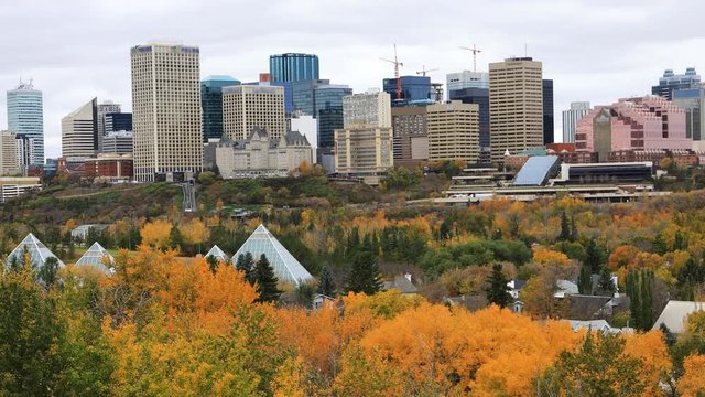Edmonton, Canada City Center in fall, a timelapse 4K