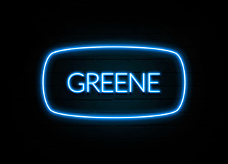 Greene  - colorful Neon Sign on brickwall