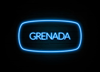 Grenada   - colorful Neon Sign on brickwall