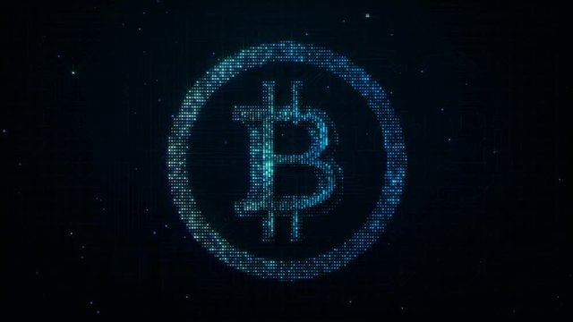 Bitcoin Intro.Particle explosion.Futuristic techno background.Combine with your video add titles.Black.Type 3