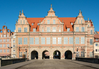 Fototapeta na wymiar Green Gate entrance to old town of Gdansk Poland