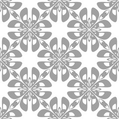 Gray floral seamless pattern on white background