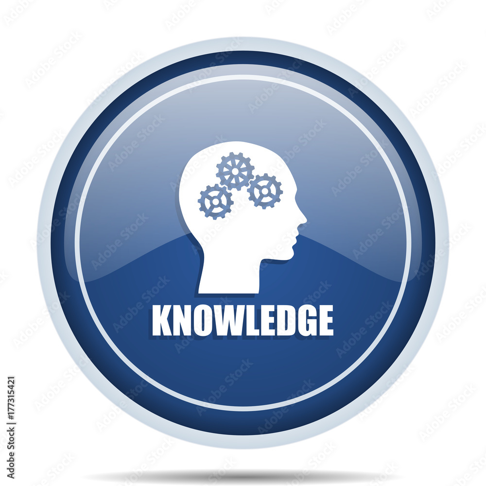 Aufkleber Knowledge blue round web icon. Circle isolated internet button for webdesign and smartphone applications.