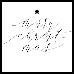 Merry Christmas lettering with a calligraphy vector. Christmas  