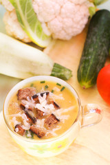 Soup puree with croutons