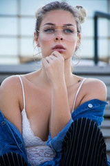 Portrait of a girl wearing eyeglasses