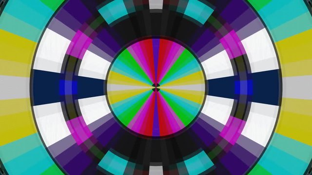 Kaleidoscope view of a distorted tv transmission test pattern
