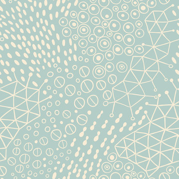 Vector organic seamless abstract background, botanical motif, freehand doodles pattern