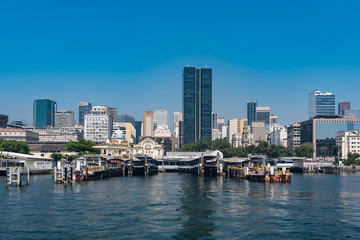 Fototapeta na wymiar Rio de Janeiro Downtown Skyline with Clear Blue Sky