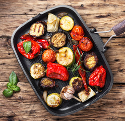 pan with grilled vegetables