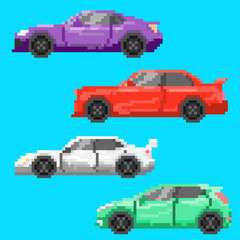 Pixel multicolored cars