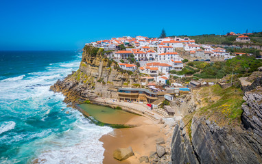 Panoramic view of Azenhas do Mar, Sintra, Portugal - obrazy, fototapety, plakaty