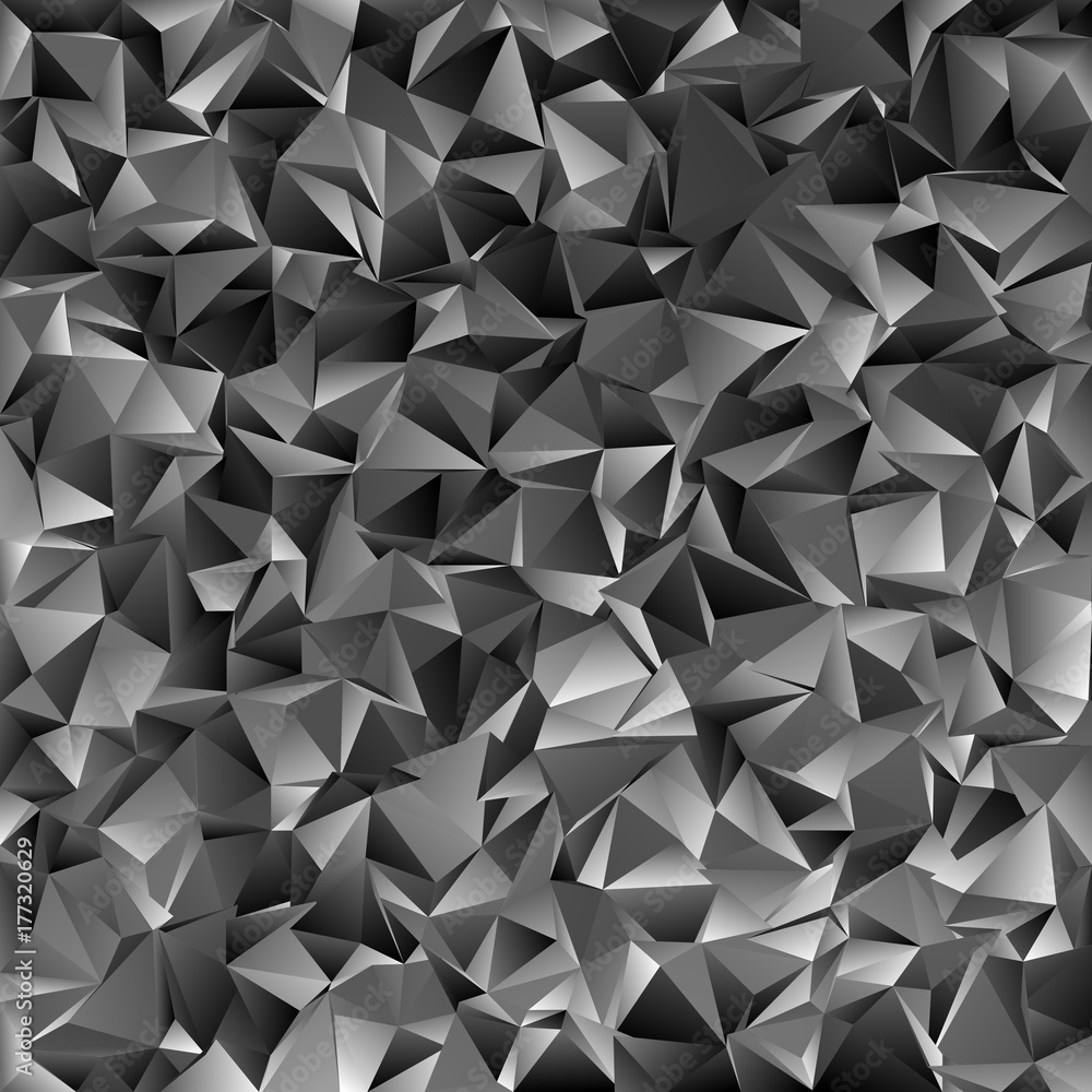 Fototapete black abstract chaotic triangle pattern background - mosaic vector graphic design from dark grey tri