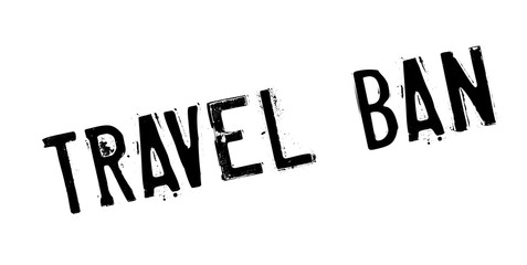 Travel Ban rubber stamp. Grunge design with dust scratches. Effects can be easily removed for a clean, crisp look. Color is easily changed.