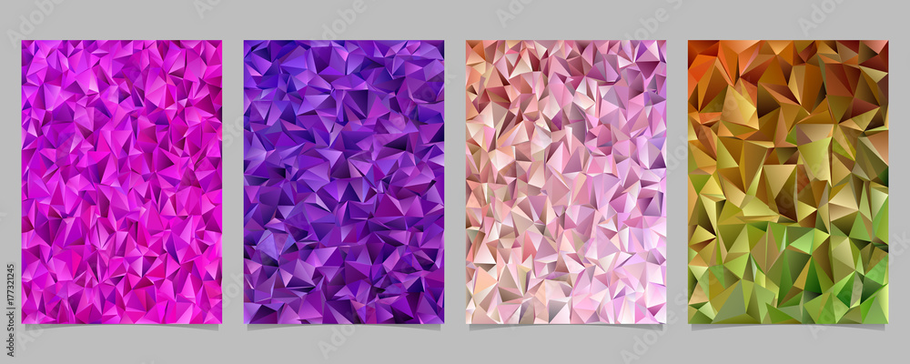 Poster geometrical tiled triangle mosaic page template set - vector flyer background graphic designs from c