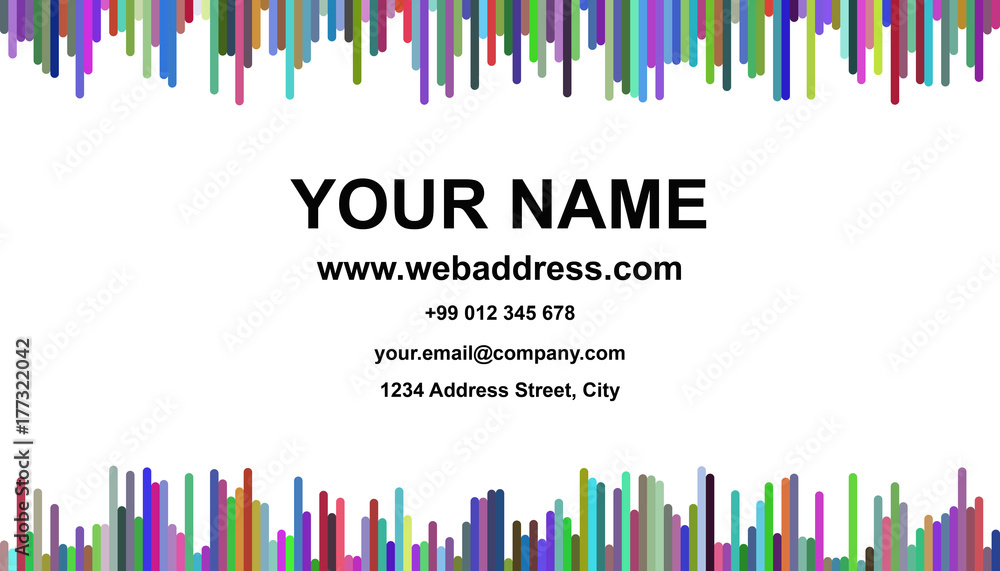 Aufkleber abstract multicolored business card template design - vector name card graphic with vertical stripes