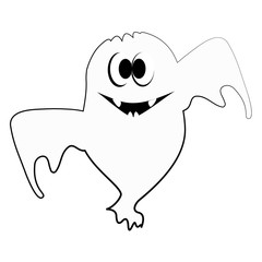 Cute ghost isolated on white background, Vector illustration