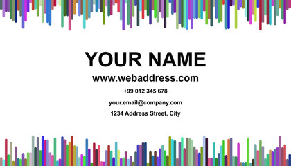 Abstract multicolored business card template design - vector name card graphic with vertical stripes