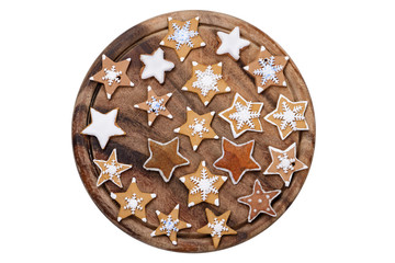 christmas cookies on a plate isolated on a white background