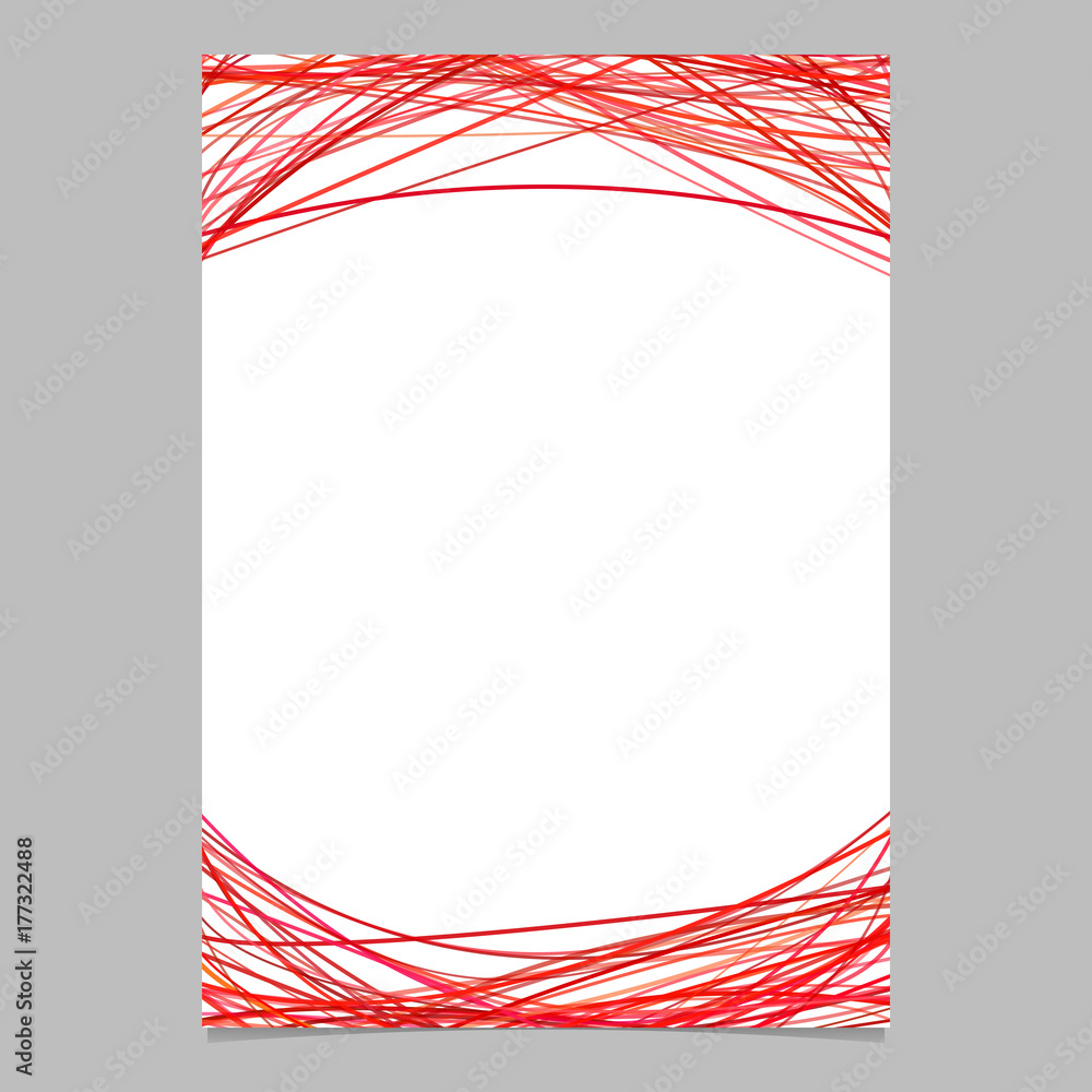 Poster document template with chaotic arched stripes in red tones at the top and the bottom - blank vector 