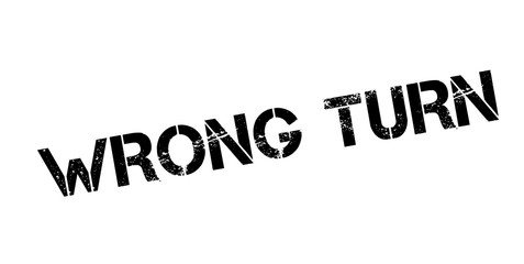 Wrong Turn rubber stamp. Grunge design with dust scratches. Effects can be easily removed for a clean, crisp look. Color is easily changed.